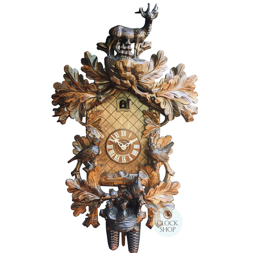 Deer & Birds 8 Day Mechanical Carved Cuckoo Clock 60cm By SCHWER