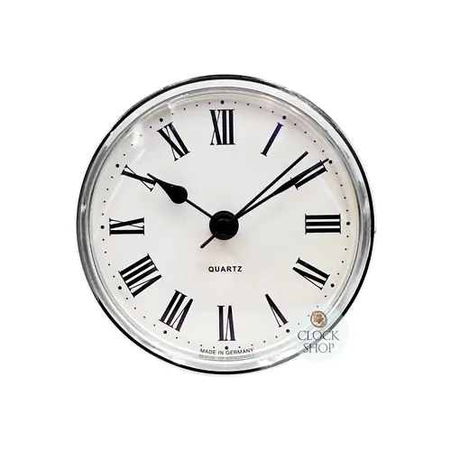 6.6cm Silver Clock Insert With White Dial & Roman Numerals image