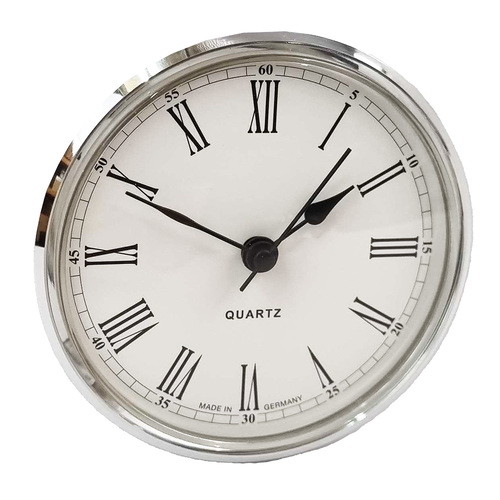Round Roman Silver 85mm - Quartz Clock Movement