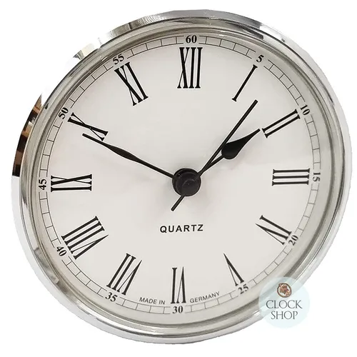 8.5cm Silver Clock Insert With White Dial & Roman Numerals image