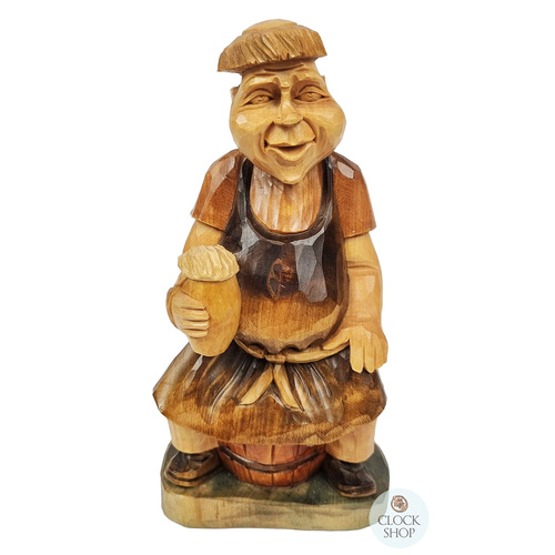 Hand Carved Monk On Beer Barrel image