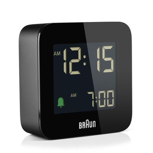 6cm Black Digital Travel Alarm Clock By BRAUN