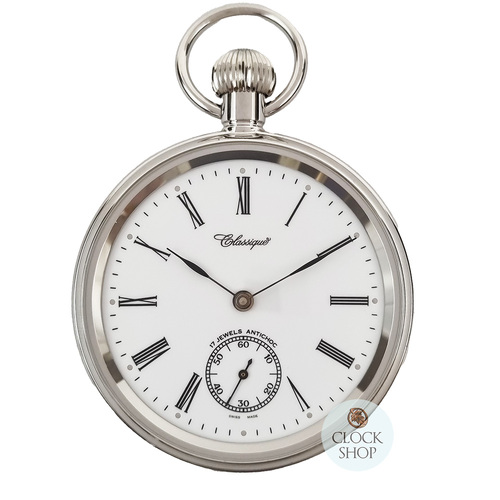 49mm Stainless Steel Unisex Mechanical Pocket Watch With Open Dial By CLASSIQUE (Roman) image