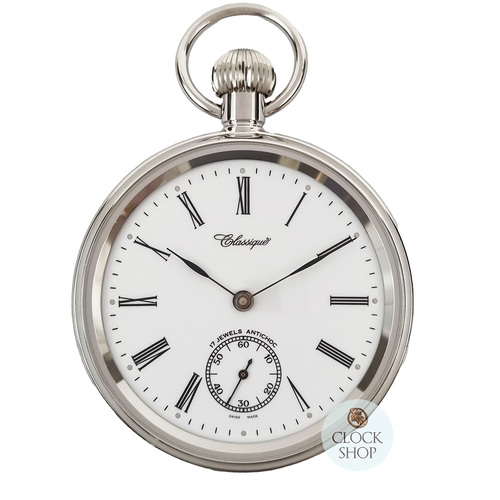 49mm Stainless Steel Unisex Mechanical Pocket Watch With Open Dial By CLASSIQUE (Roman)