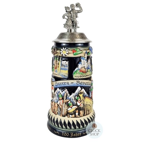 Bavaria 100 Years Beer Stein With Dancers On Pewter Lid BY KING