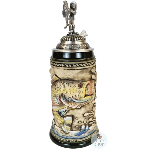 Fishing Beer Stein With Fisherman on Lid 0.75L By KING