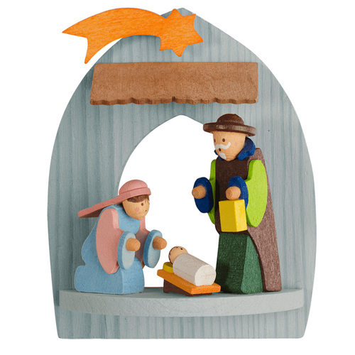 8cm Nativity Scene Hanging Decoration With Jesus Mary & Joseph By Graupner image