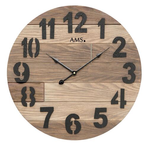 50cm Brown Rustic Round Wall Clock By AMS