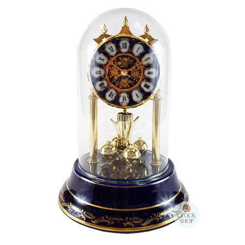 25cm Royal Blue & Gold Porcelain Anniversary Clock With Decorative Dial By HALLER