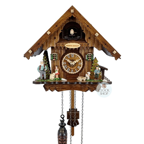 Heidi House Battery Chalet Cuckoo Clock With Dog & Goat 22cm By ENGSTLER