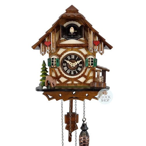 Deer & Water Trough Battery Chalet Cuckoo Clock 23cm By ENGSTLER