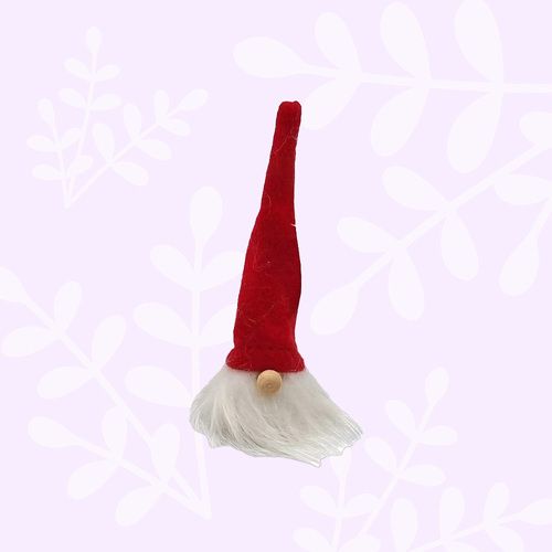 12cm Gnome Head Hanging Decoration- Red
