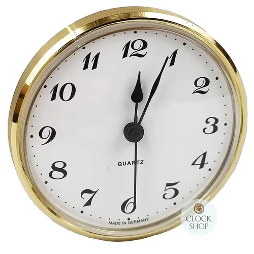 8.5cm Gold Clock Insert With White Dial & Arabic Numerals image