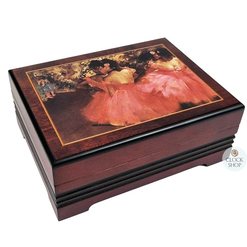 Wooden Musical Jewellery Box- Dancers In Pink By Edgar Degas (Tchaikovsky- Swan Lake) image
