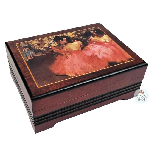 Wooden Musical Jewellery Box- Dancers In Pink By Edgar Degas (Tchaikovsky- Swan Lake)