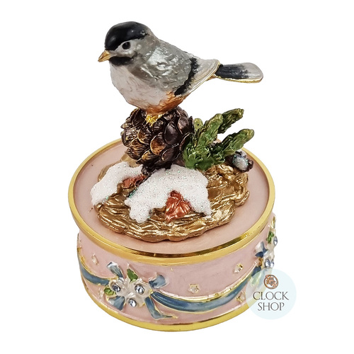 Bird Figurine On Pink Base Enamel Music Box (Beethoven- Fur Elise)