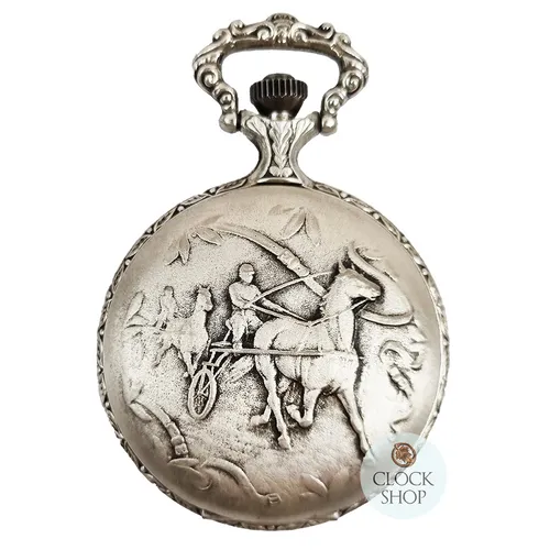 48mm Rhodium Unisex Pocket Watch With Trotter Horse By CLASSIQUE (Arabic) image