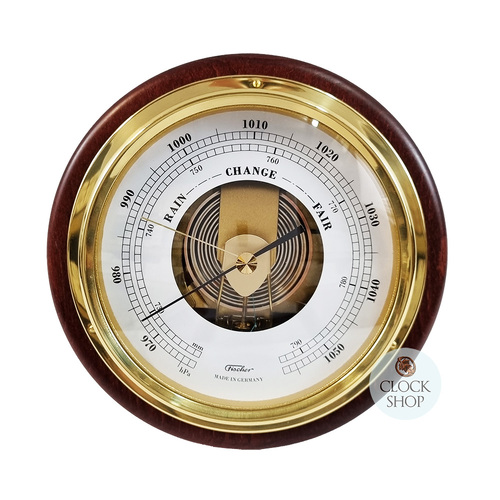 17cm Mahogany Barometer By FISCHER