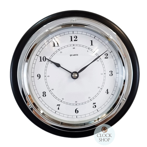 17cm Black Nautical Quartz Clock By FISCHER