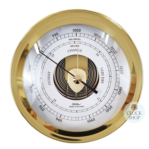 16.5cm Polished Brass Barometer By FISCHER