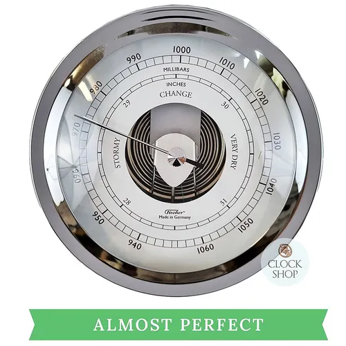 16.5cm Chrome Barometer By FISCHER (Small Crack In Bezel) image