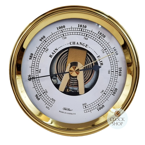 12.5cm Polished Brass Barometer By FISCHER