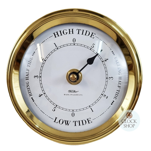 12.5cm Polished Brass Quartz Tide Clock By FISCHER