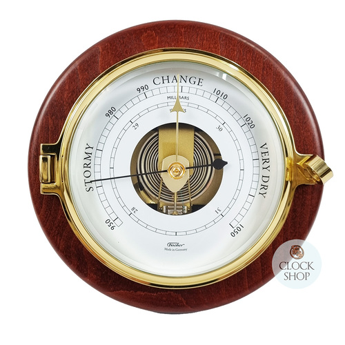 20cm Mahogany Barometer By FISCHER