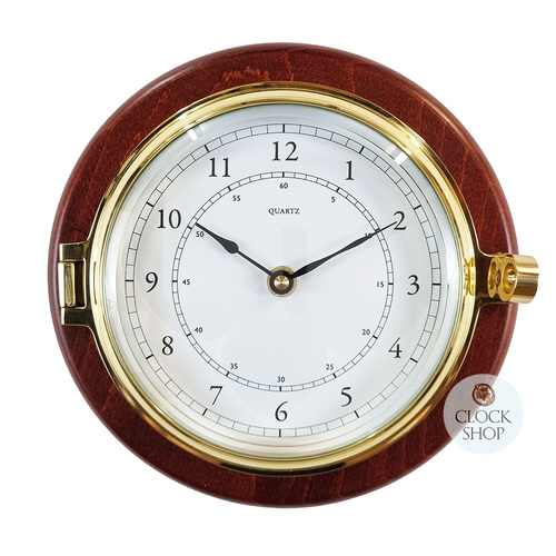 20cm Mahogany Nautical Quartz Clock By FISCHER