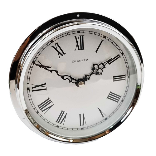 15cm Silver Clock Insert With Silver Dial and Flange Bezel By FISCHER 