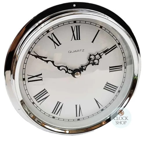 15cm Silver Clock Insert With Silver Dial, Flange Bezel & Roman Numerals By FISCHER image