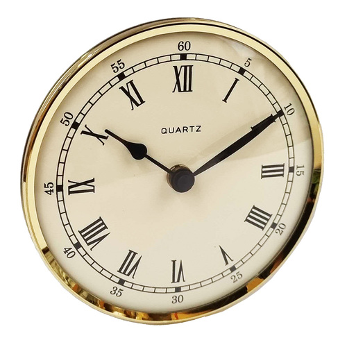 10cm Gold Clock Insert With Ivory Dial By FISCHER 
