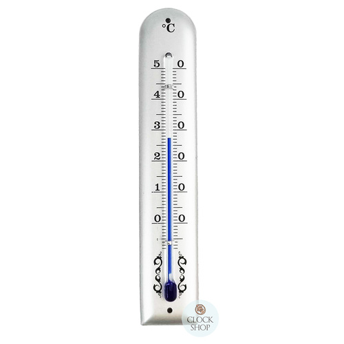 12.5cm Silver Thermometer Round Top By FISCHER 