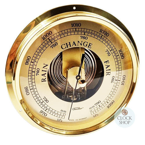 130mm Gold Barometer With Flange Gold Dial By FISCHER 