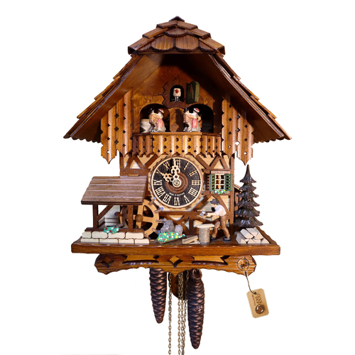 Wood Chopper & Water Wheel 1 Day Mechanical Chalet Cuckoo Clock With Dancers 30cm By HÖNES