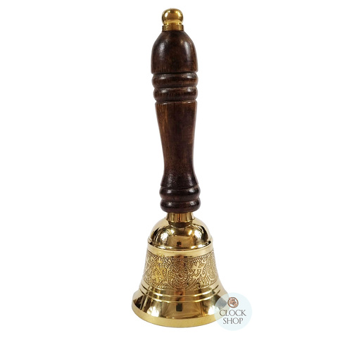 Brass Table Bell With Wooden Handle (Small)