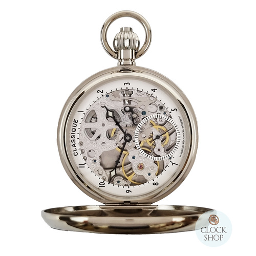 49mm Stainless Steel Unisex Mechanical Skeleton Pocket Watch By CLASSIQUE (Arabic)