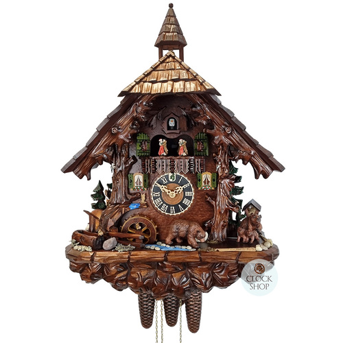 Bears In Forest 8 Day Mechanical Chalet Cuckoo Clock With Dancers 63cm By HÖNES image