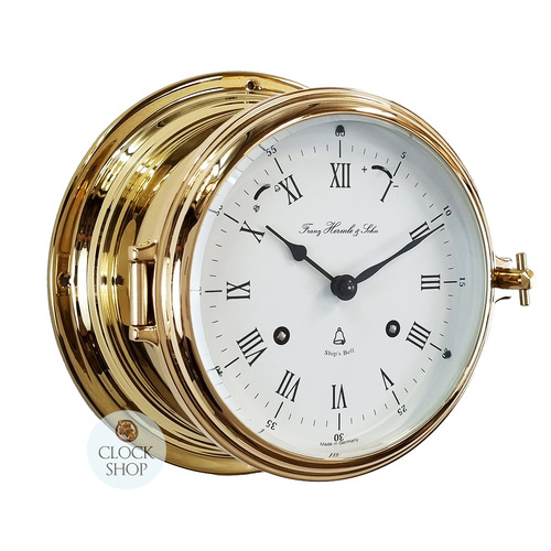 18cm Brass Ship's Bell Mechanical Nautical Clock By HERMLE