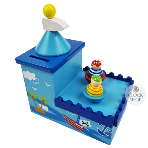 Pirate Music Box & Money Box With Spinning Pirates (Merrily We Roll Along) image