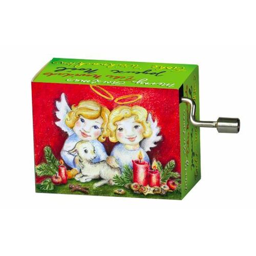 Christmas Hand Crank Music Box - Angels and Lamb (We Wish You A Merry Christmas) image
