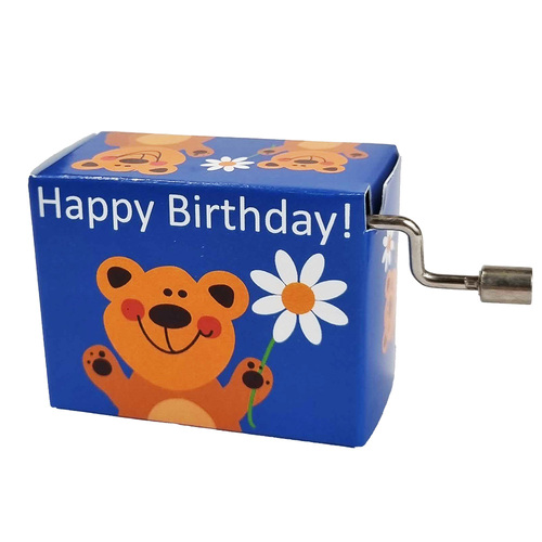 Modern Designs Hand Crank Music Box- Teddy Bear & Flower (Happy Birthday)