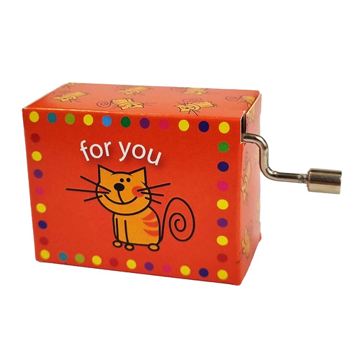 Modern Designs Hand Crank Music Box- Orange Cat (Happy Birthday) image