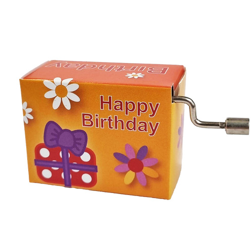Modern Designs Hand Crank Music Box- Gift & Flowers (Happy Birthday)