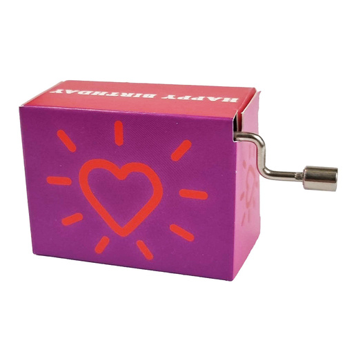 Modern Designs Hand Crank Music Box- Purple & Hearts (Happy Birthday)