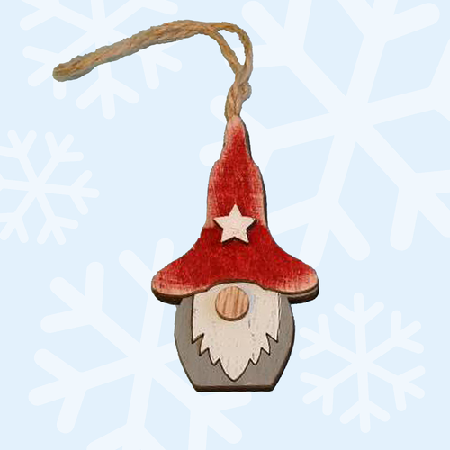 Rusty- The Woodland Trio | 7cm Wooden Gnome Hanging Decoration