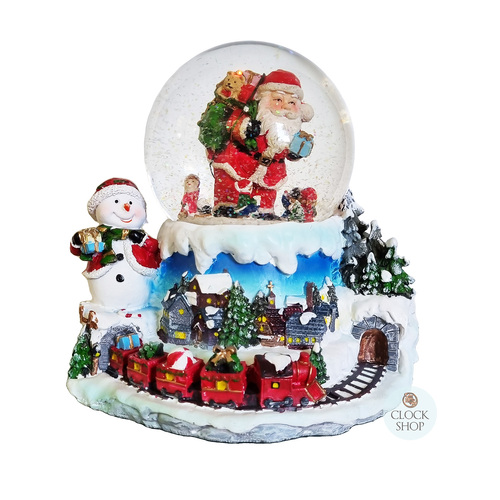 19cm Musical Snow Globe With LED & Train (8 Christmas Tunes)
