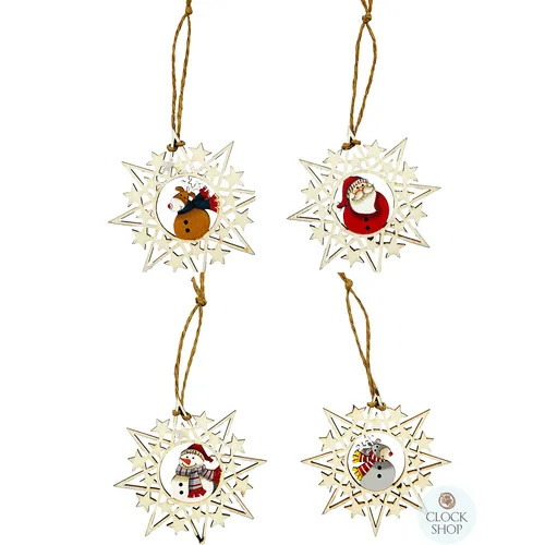 9cm Wooden Christmas Star Hanging Decoration- Assorted Designs image