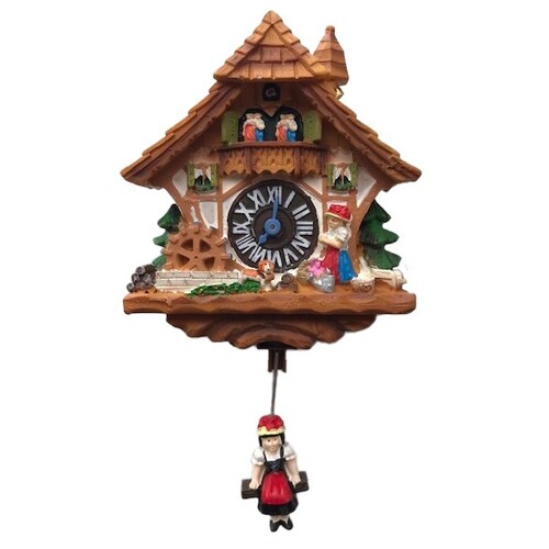 Black Forest Chalet Cuckoo Clock Fridge With Swinging Lady On