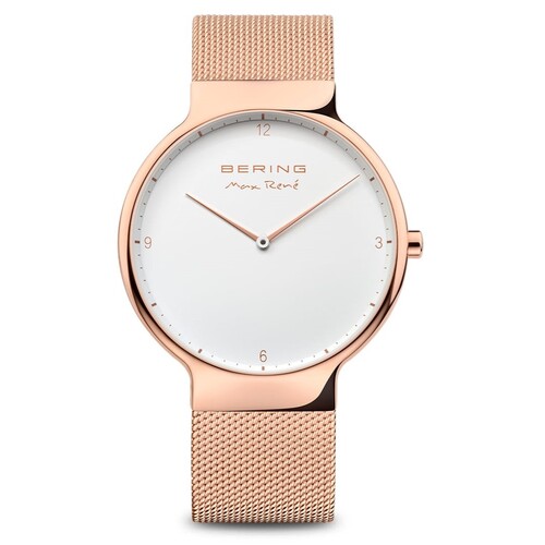 40mm Max Rene Collection Womens Watch With White Dial & Rose Gold Milanese Strap & Case By BERING image
